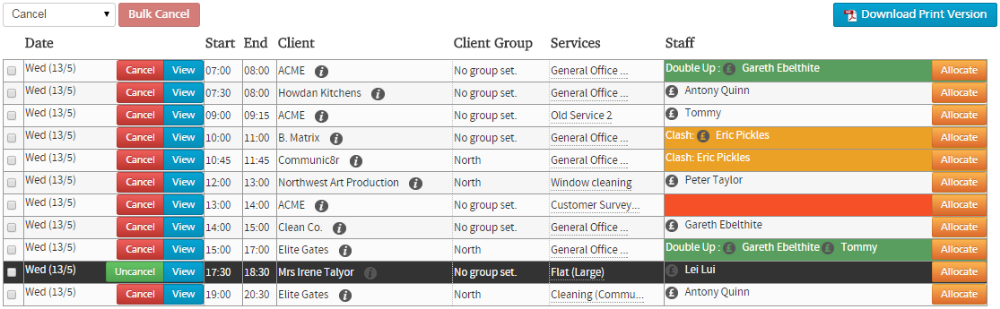 malinko scheduling software